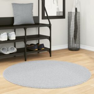Hopkins 100cm Polyester Round Non-Slip Washable Rug – Grey