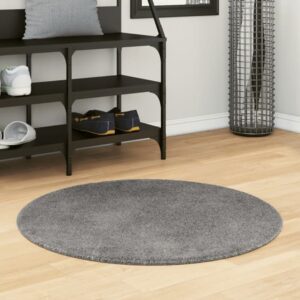 Hopkins 80cm Polyester Round Non-Slip Washable Rug – Anthracite