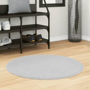 Hopkins 80cm Polyester Round Non-Slip Washable Rug – Grey