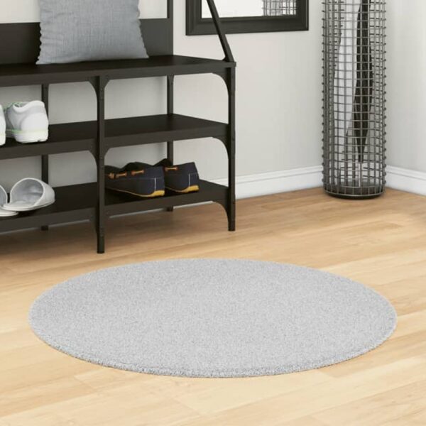 Hopkins 80cm Polyester Round Non-Slip Washable Rug - Grey