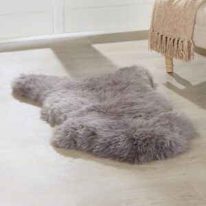 Biloxi Fabric Sheepkin Rug In Grey