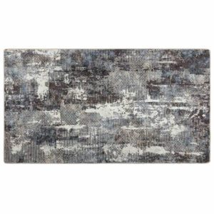 Corwin 150cm Polyester Washable Anti-Slip Rug In Black And Grey