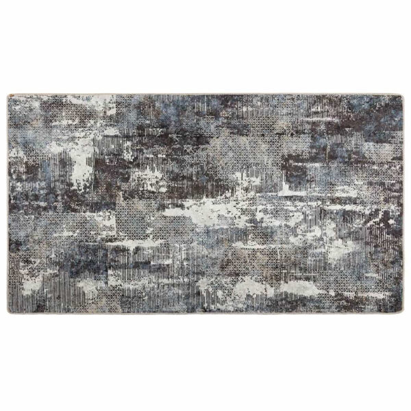 Corwin 150cm Polyester Washable Anti-Slip Rug In Black And Grey