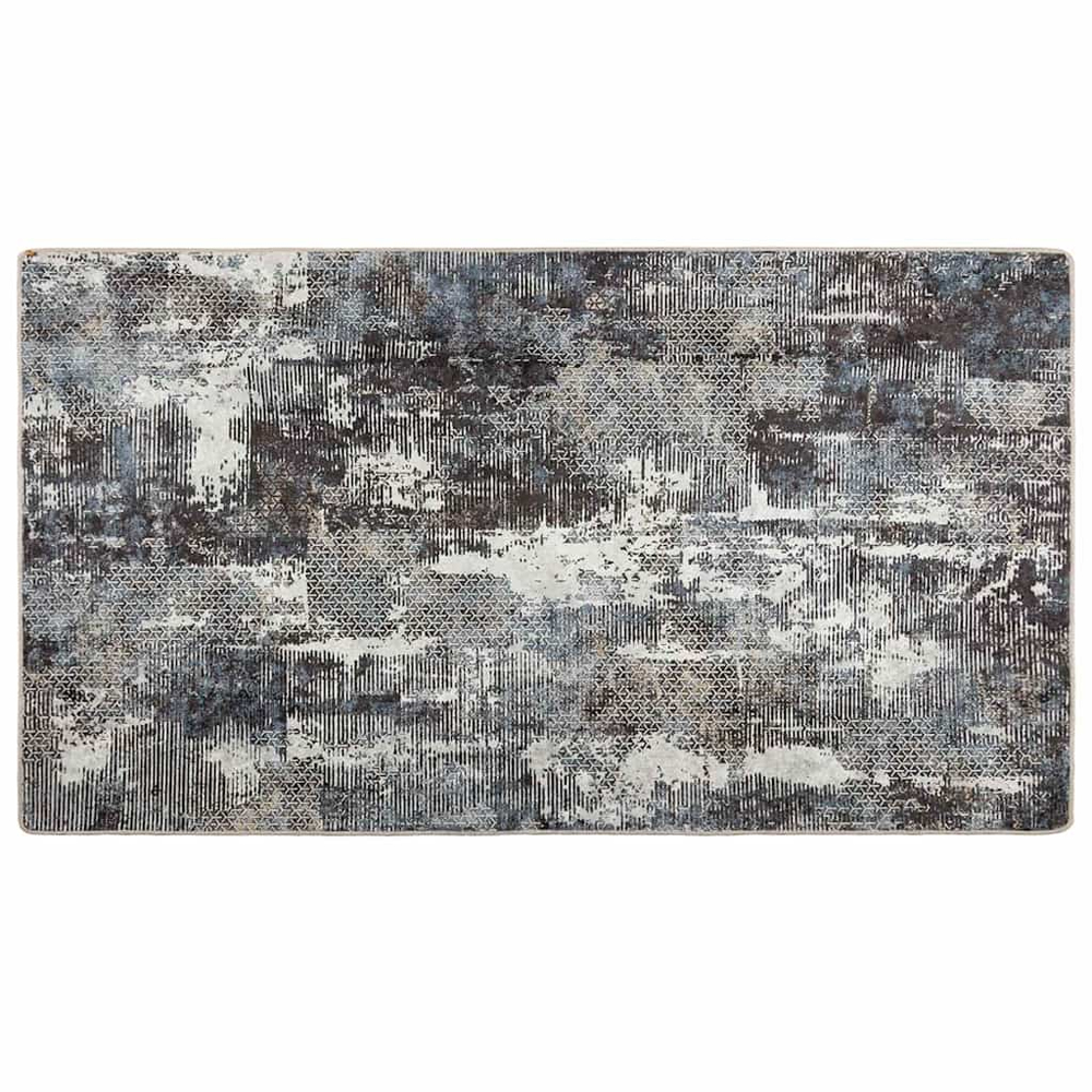 Corwin 150cm Polyester Washable Anti-Slip Rug In Black And Grey
