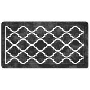 Corwin 150cm Polyester Washable Anti-Slip Rug In Black And White