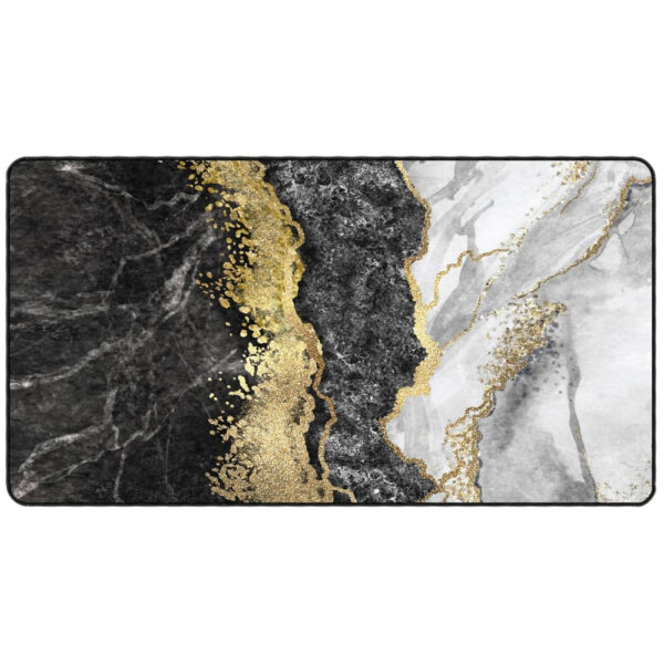 Corwin 150cm Polyester Washable Anti-Slip Rug In Gold, Black And White