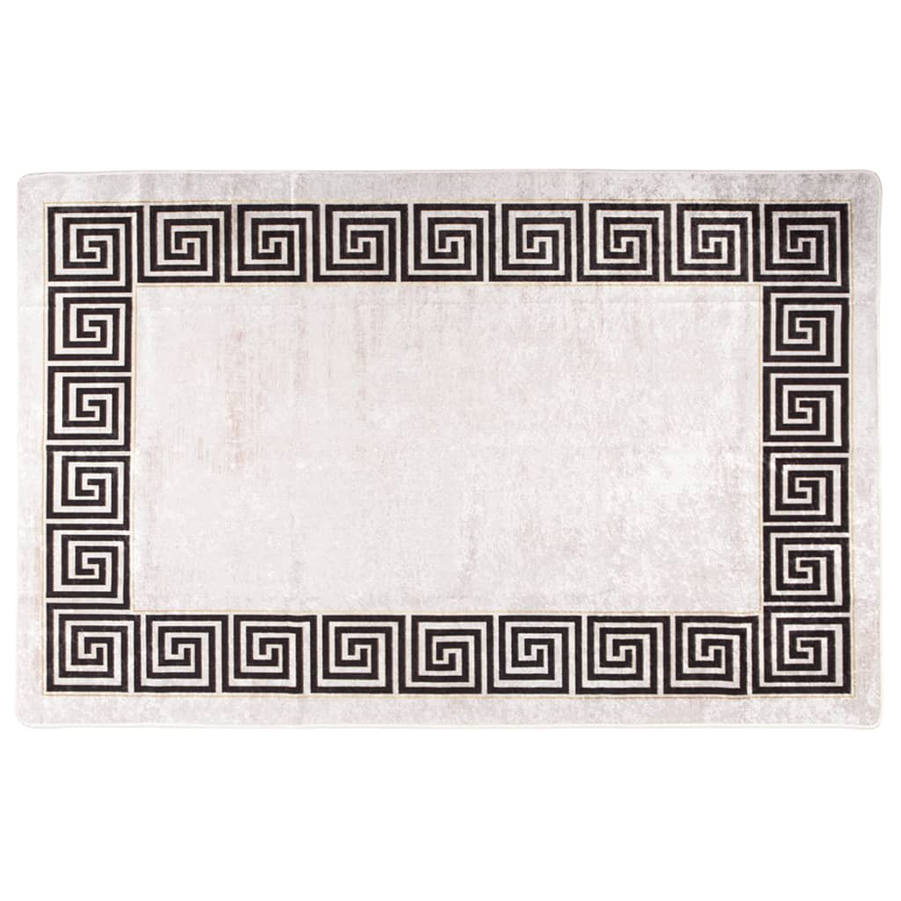 Corwin 150cm Polyester Washable Anti-Slip Rug In Light Beige And Black