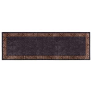 Corwin 300cm Polyester Washable Anti-Slip Rug In Black And Brown