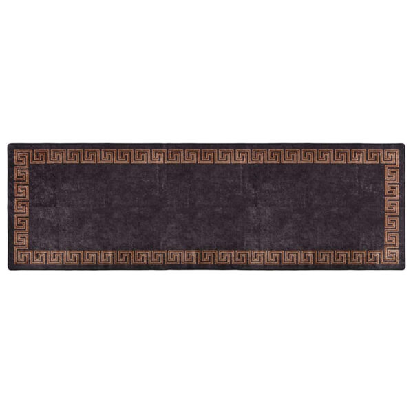 Corwin 300cm Polyester Washable Anti-Slip Rug In Black And Brown