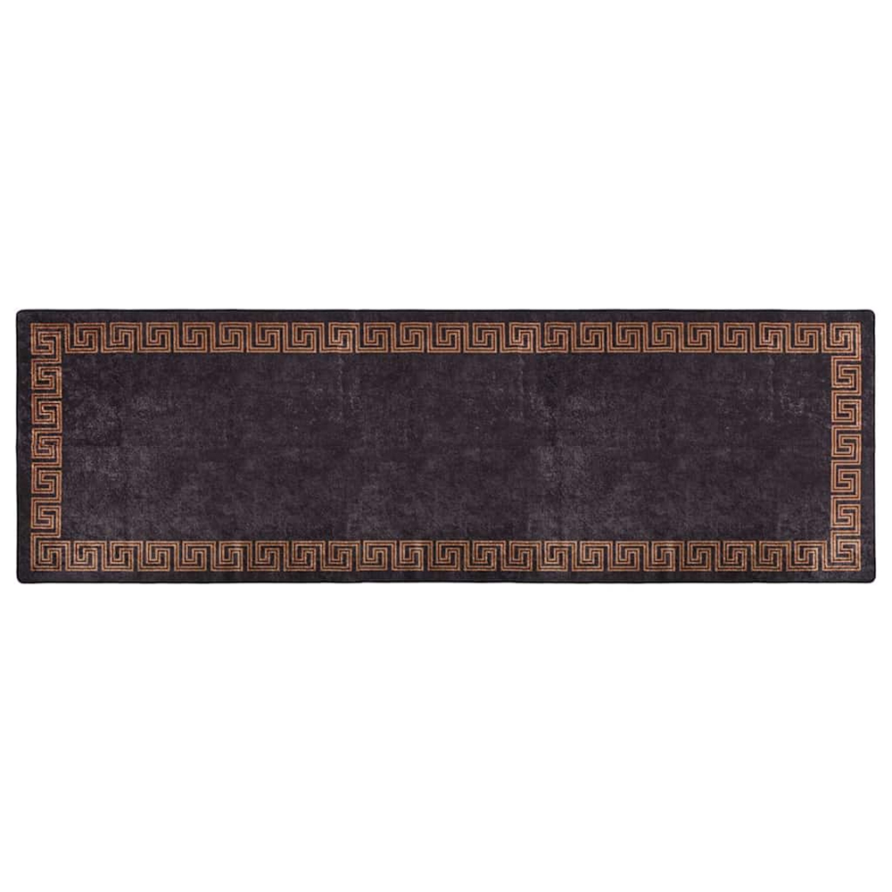 Corwin 300cm Polyester Washable Anti-Slip Rug In Black And Brown