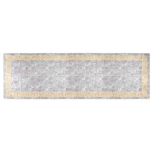 Corwin 300cm Polyester Washable Anti-Slip Rug In Grey And Gold