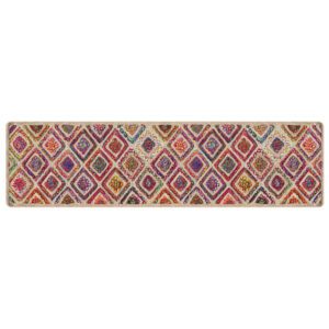 Corwin 300cm Polyester Washable Anti-Slip Rug In Multicolour And Natural