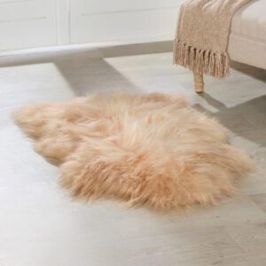 Ivins Fabric Sheepskin Rug In Cappuccino